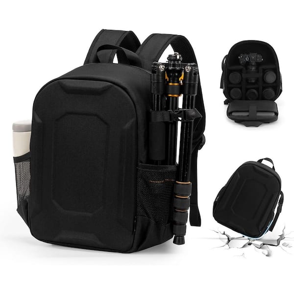 Hardshell Camera Backpack Shockproof Bag with Tripod Strap for 14 Laptop Compatible with SLR DSLR Mirrorless Black