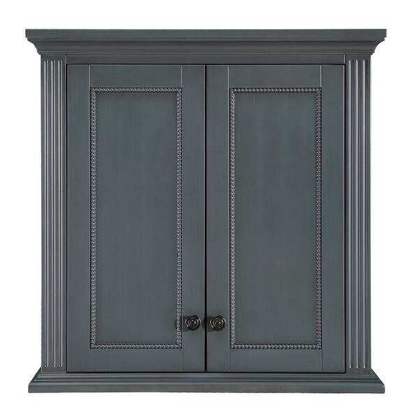 Home Decorators Collection Rosamund 28 in. W x 28 in. H Wall Cabinet in Charcoal Grey