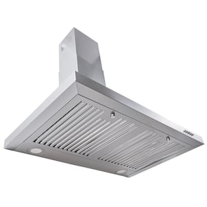 Wall Mount Range Hood, Ductless Chimney-Style Kitchen Stove Vent, Stainless Steel Filter with 3-Speed Exhaust Fan