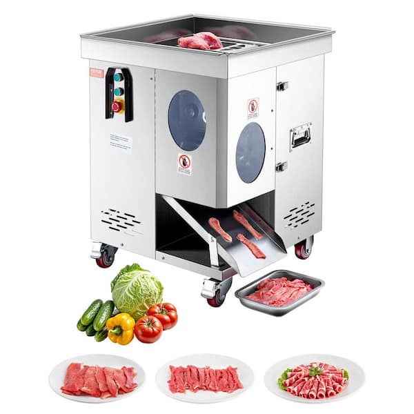Meat Cutter Machine, 1100 W Meat Slicer, 1102 lb. /H Commercial Meat Cutting Machine, Stainless Steel
