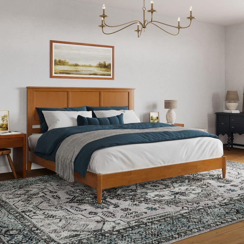Charlotte Light Toffee Natural Bronze Solid Wood Frame King Low Profile Platform Bed price history on PriceWatchPro