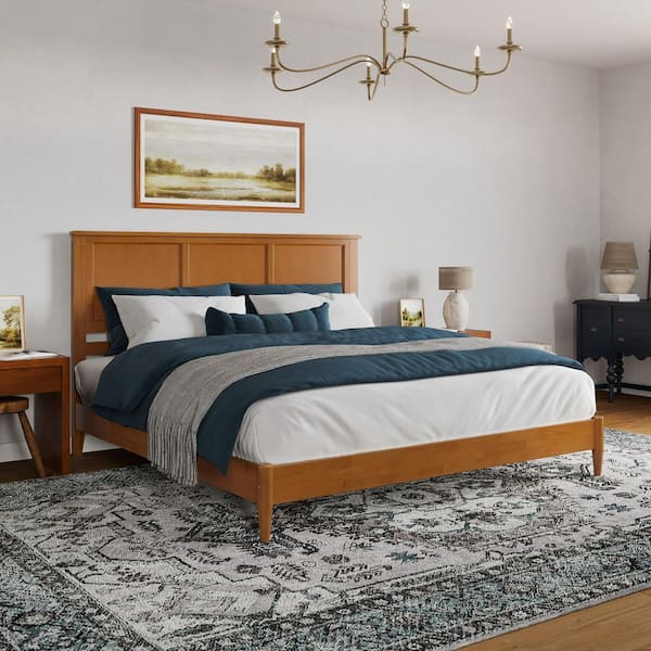 AFI Charlotte Light Toffee Natural Bronze Solid Wood Frame King Low Profile Platform Bed