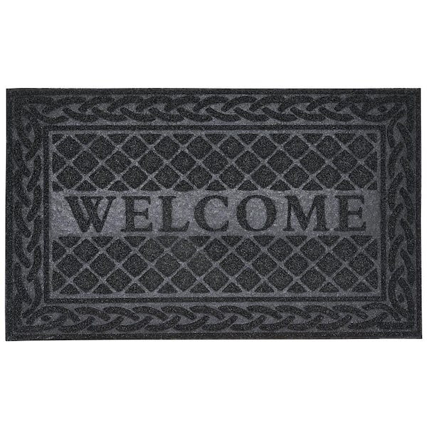 SUPERIO Black Lattice 18 in. x 30 in. Coir Door Mat