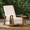 Finethy Acacia Wood Outdoor Recliner Chair with Cushions, Set of 2, Gray and Dark Gray
