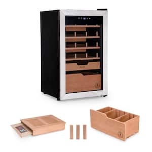 17 in. W x 29 in. H Stainless Steel Boveda 500 Count Electric Cigar Humidor Spanish Cedar and Digital Controls