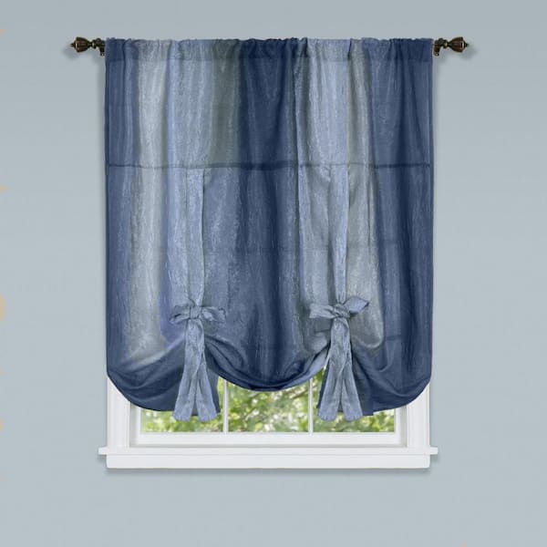 Ombre 50 in. W x 63 in. L Polyester Light Filtering Window Panel in Blue