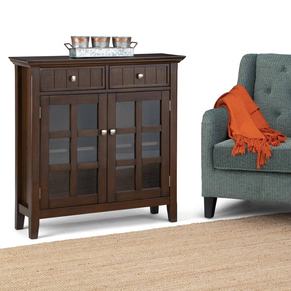 Natural Aged Brown Solid Wood Entryway Storage Cabinet