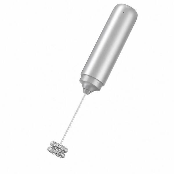 Stainless Steel Handheld Milk Frother Coffee Drink Mixer Dual Coil Whisk Head Portable, Silver
