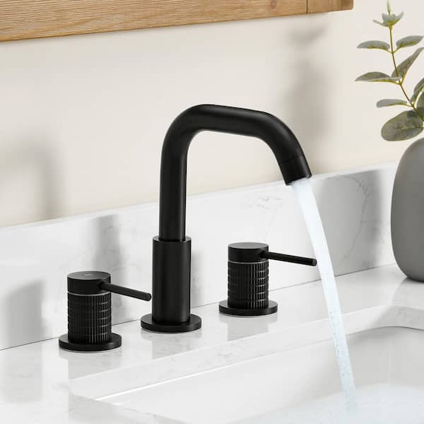 Versace 8 in. Widespread Double Handle Mid Arc Bathroom Faucet in Matte Black 1-Pack