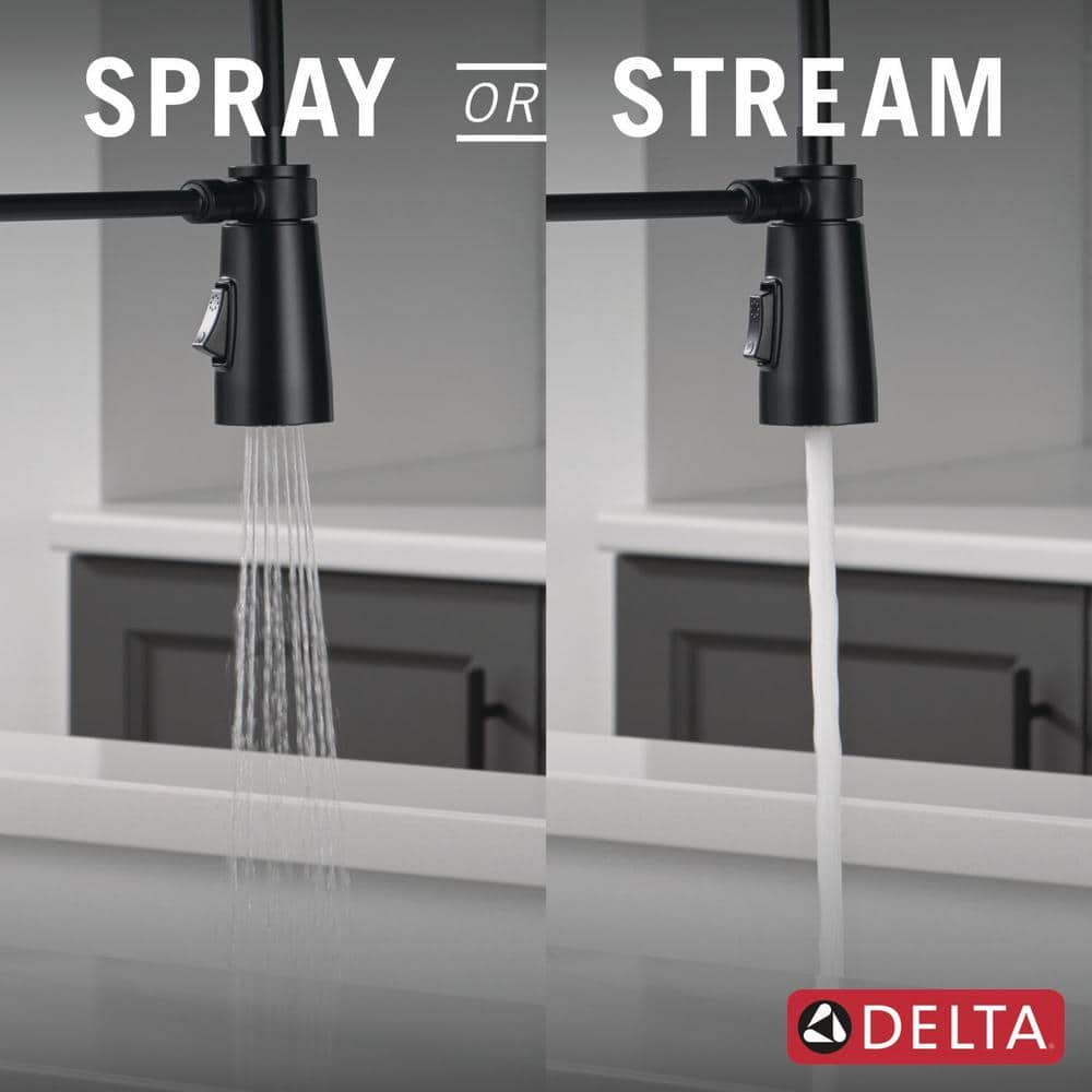 Matte Black Single-Handle Pull-Down Spring Kitchen Faucet