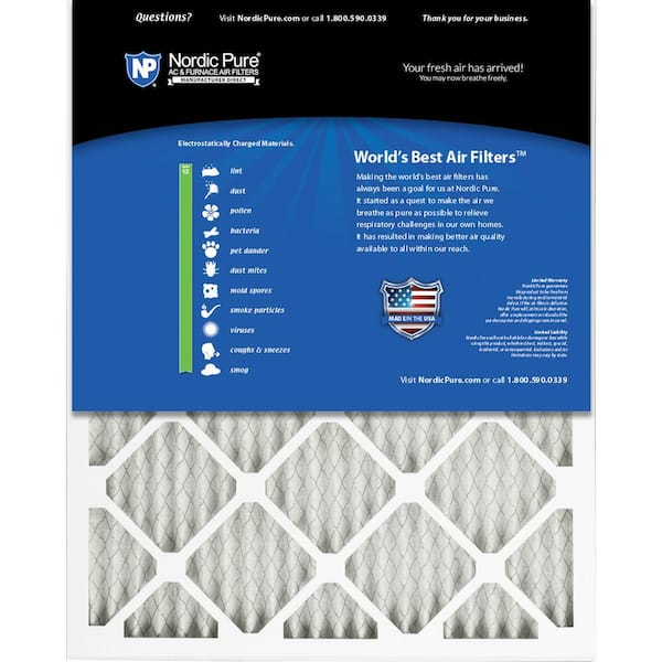 Nordic Pure 16x25x1 MERV 13 Pleated AC Furnace Air Filters 4 Pack Nordic Pure 16x25x1 MERV 13 Pleated AC Furnace Air Filters 4 Pack