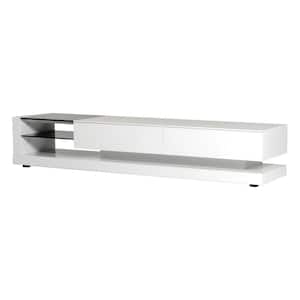 79 in. White Wood TV Stand Fits TVs up to 75 in. with 2 Drawer