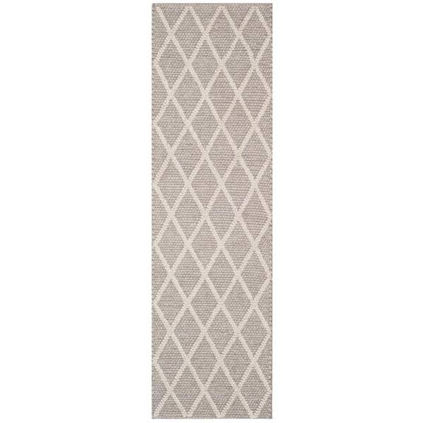 Natura 2 ft. x 14 ft. Gray Zig-Zag Geometric Runner Rug