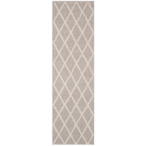 Natura 2 ft. x 16 ft. Gray Zig-Zag Geometric Runner Rug