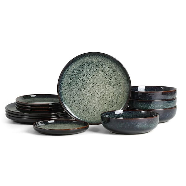 Remy 12-Piece Blue Stoneware Full Set (Service for 4)