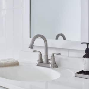 Sadira 4 in. Centerset 2-Handle High-Arc Bathroom Faucet in Brushed Nickel