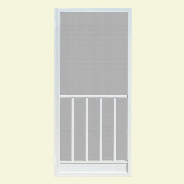 Unique Home Designs 32 in. x 80 in. Coronado White Outswing Metal Hinged Screen Door