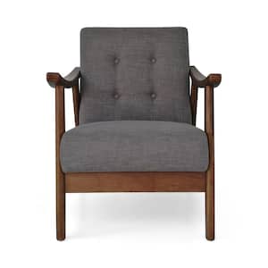 Chabani Mid-Century Modern Tufted Dark Gray Fabric Accent Chair