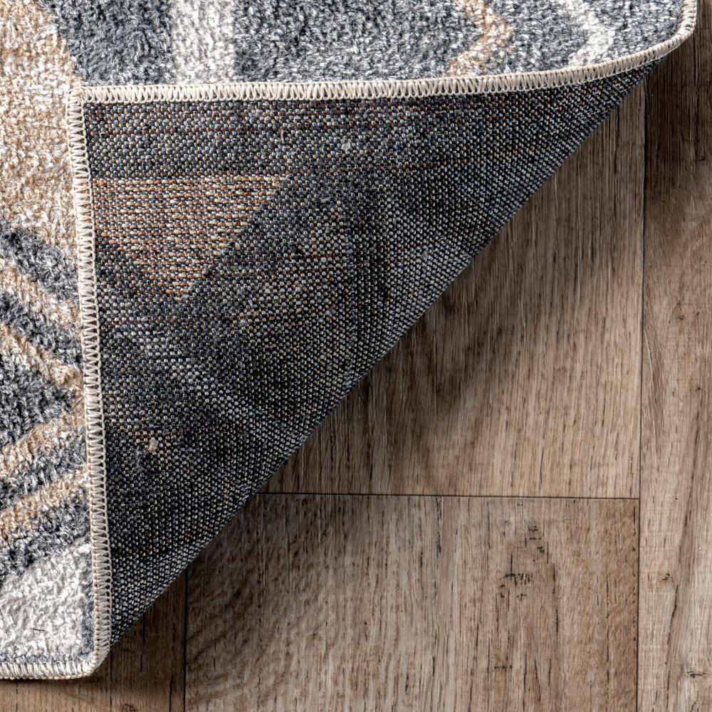 Dolina Blue Geometric Pattern Washable Synthetic Area Rug