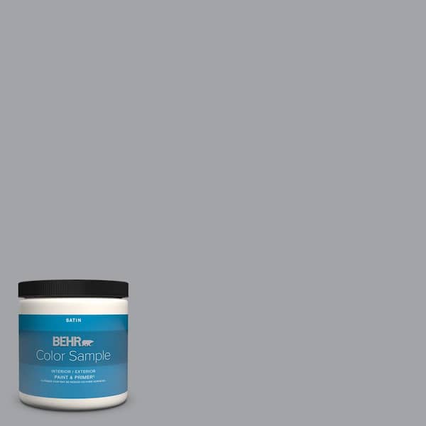 BEHR PREMIUM PLUS 8 oz. #N530-4 Power Gray Satin Enamel Interior/Exterior Paint & Primer Color Sample