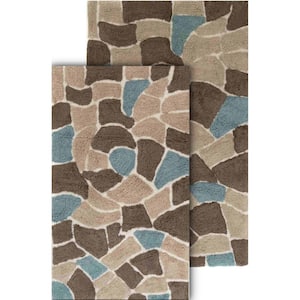 Boulder 21 in. x 34 in. and 24 in. x 40 in. 2-Piece Bath Rug Set in Slate