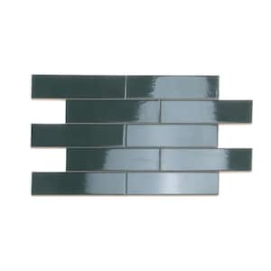 Arte Green 1.97 in. x 7.87 in. Glossy Ceramic Subway Wall and Floor Tile (5.38 sq. ft./case) (50-pack)