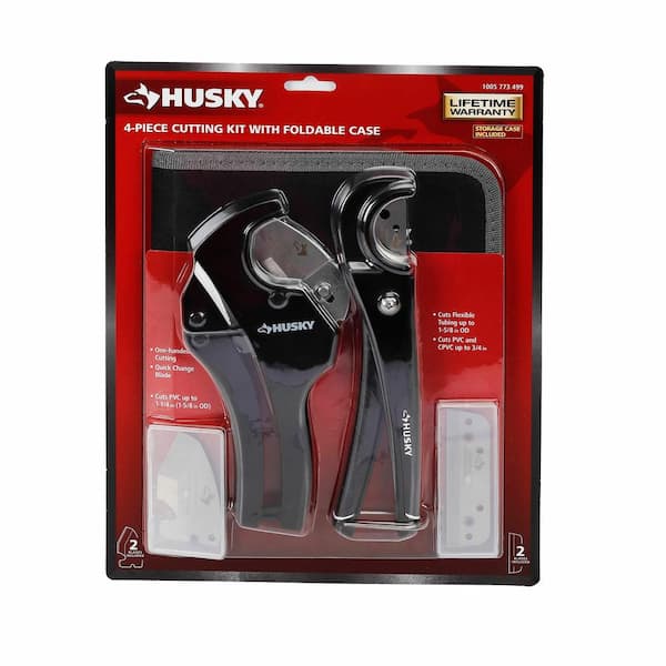 Husky 4-Piece PVC Cutting Kit with Foldable Pouch and Replacement Blades