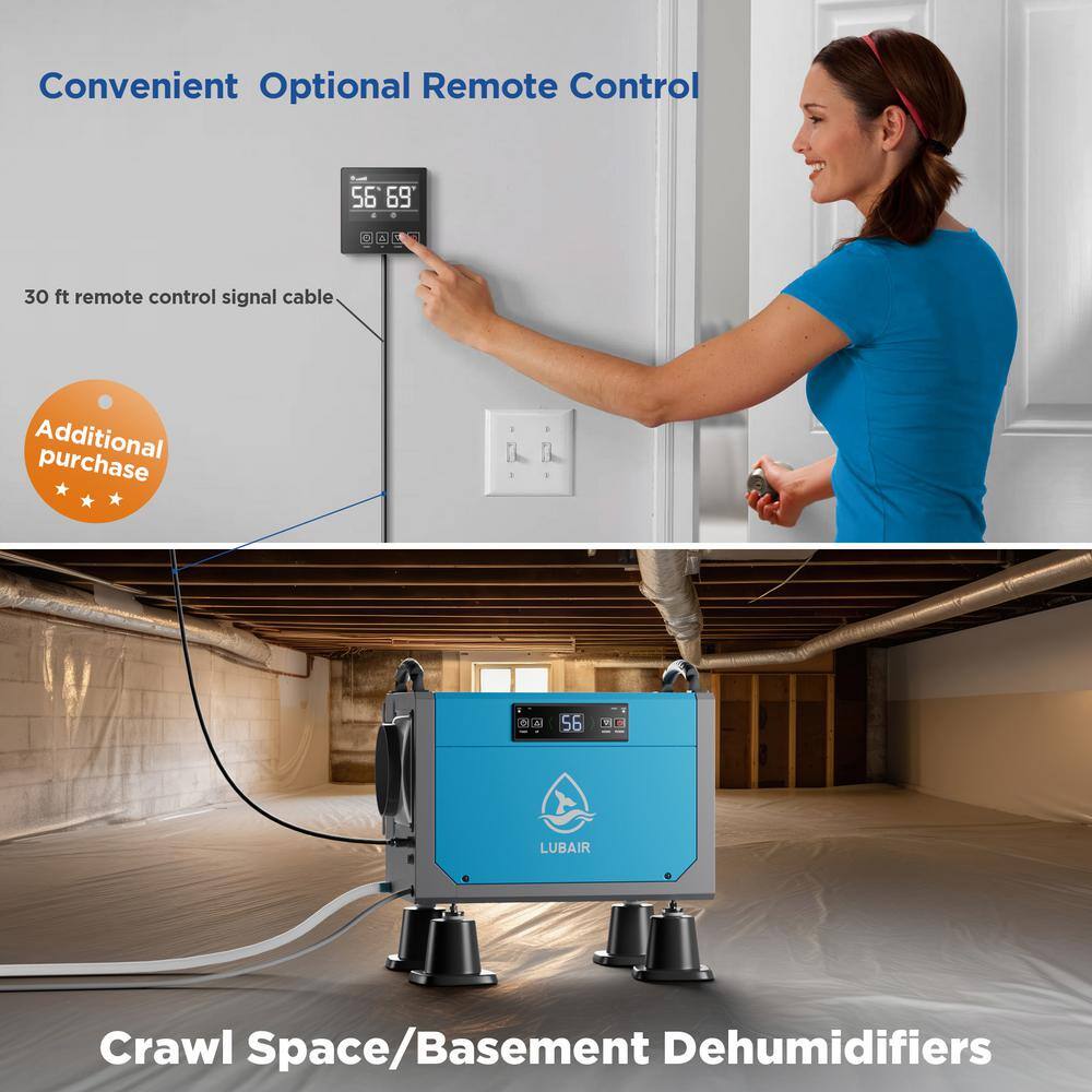 LUBAIR 113 Pints Blue Commercial Dehumidifier with Drain Hose