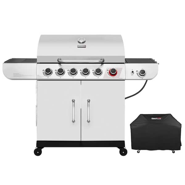 6-Burner BBQ Liquid Propane Gas Grill with Sear and Side Burner with Cover, 71,000 BTU Cabinet Style Gas Grill