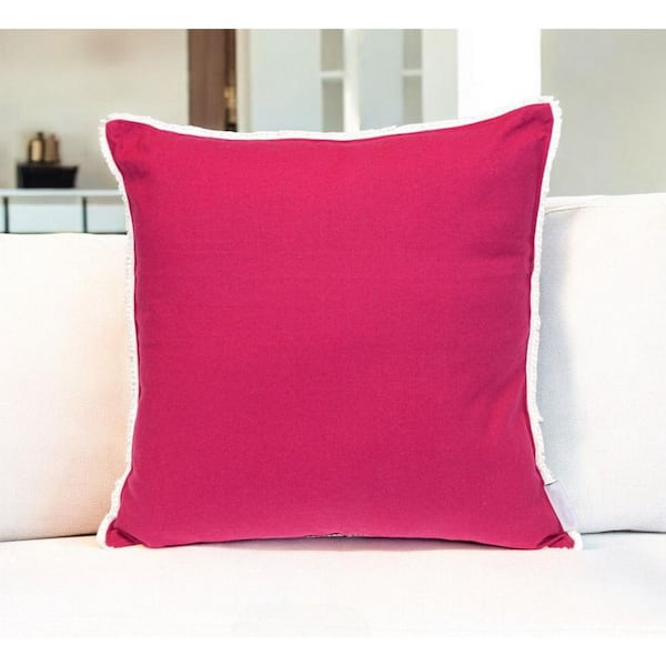 Hot Pink Solid Polyester 18 in. x 18 in. Throw Pillow