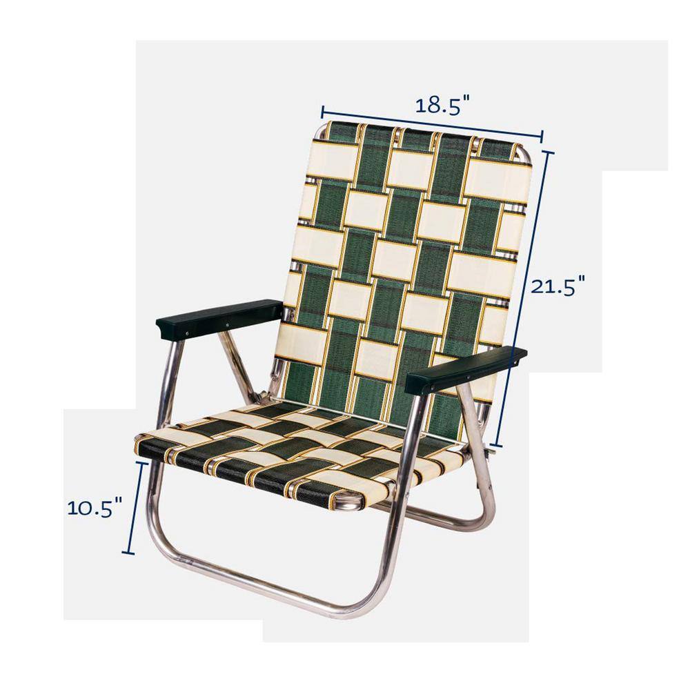 Blue and White High Back Aluminum Beach Chair with Arms