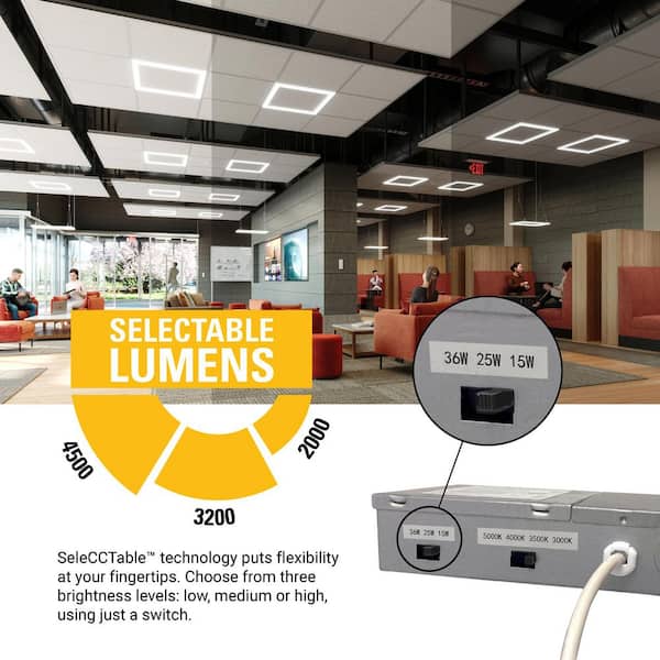 Metalux 2 x 2 ft. Selectable 4500/3200/2000 Lumens, Integrated LED