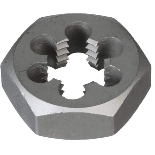 Uncoated Drillco 3360E Series Carbon Steel Hexagon Rethreading Die Bright Finish 1-7/16 Width M18 x 2 
