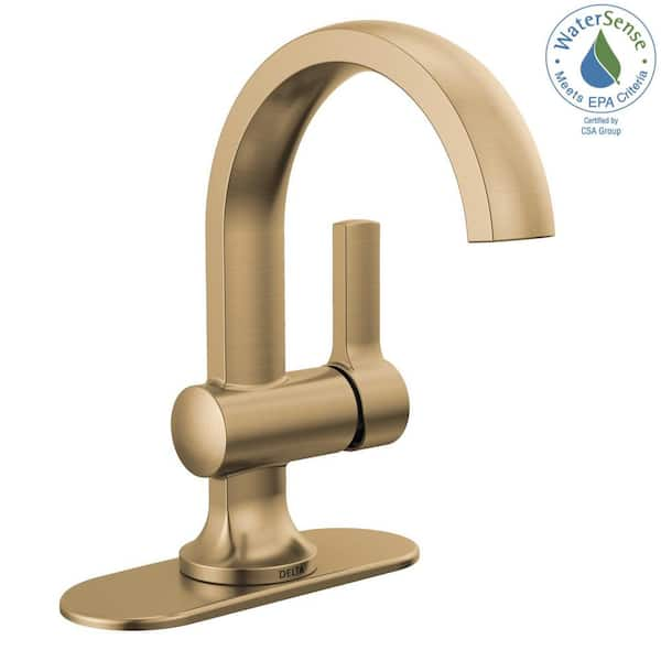 Delta Faucet Trinsic Single Hole Bathroom Faucet, Gold, 2024 Single Handle