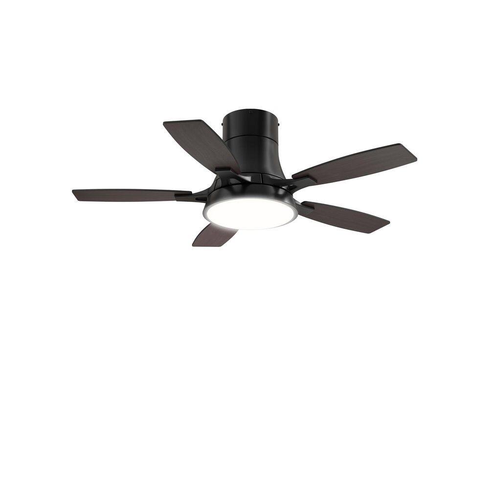 42 in. Indoor Black Flush Mount Ceiling Fan with Integrated LED with Remote Control Included price history on PriceWatchPro