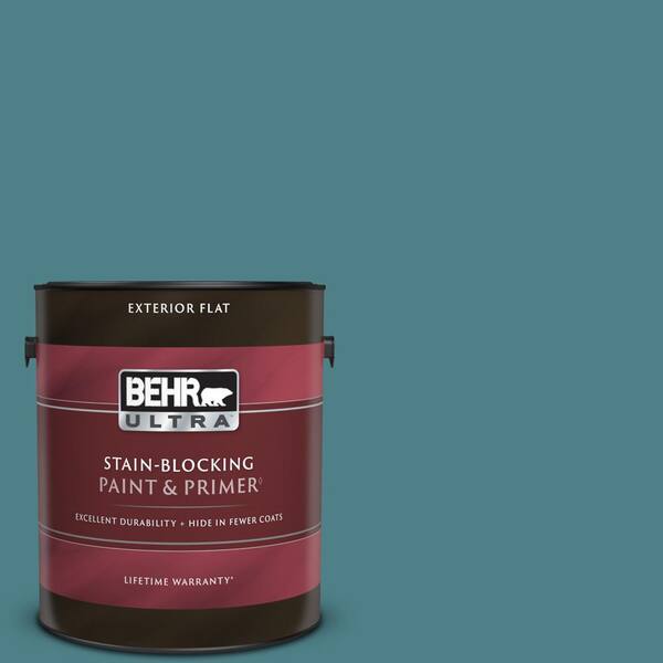 BEHR ULTRA 1 gal. #ICC-75 Tapestry Teal Flat Exterior Paint & Primer