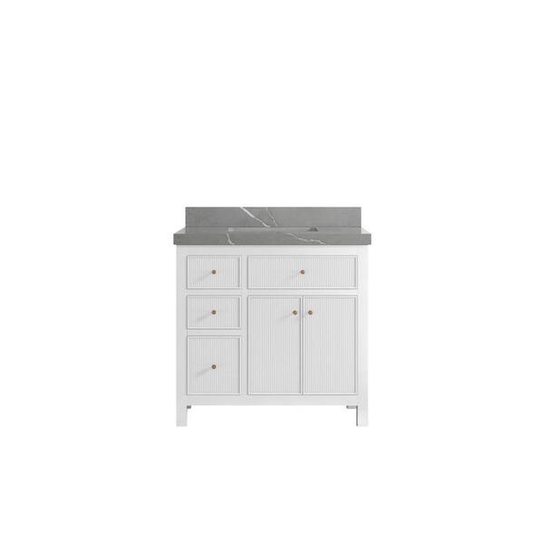 Willow Collections Sonoma 36 in. W x 22 in. D x 36 in. H Single Sink Bath Vanity Center in White with 2" Piatra Quartz Top