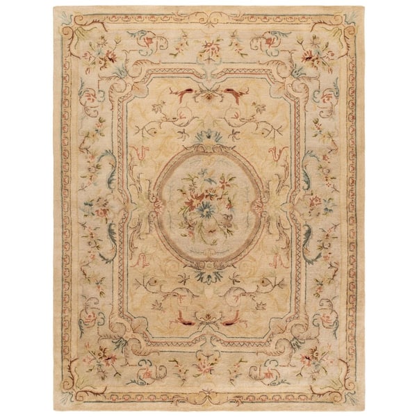 Bergama 10 ft. x 14 ft. Light Gold/Beige Ornate Floral Area Rug