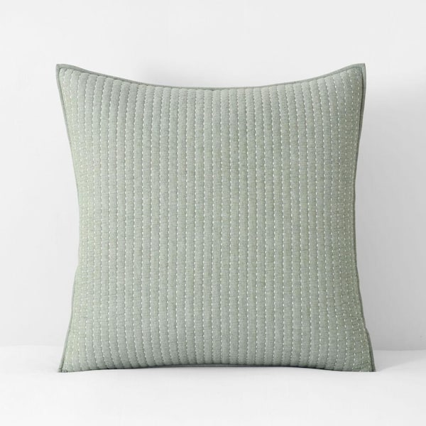 Company Cotton Fara Textured Kantha Quilted Green Euro Sham