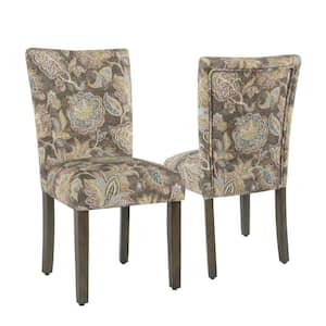 Parsons Grey Multi-Color Floral Upholstered Dining Chair (Set of 2)