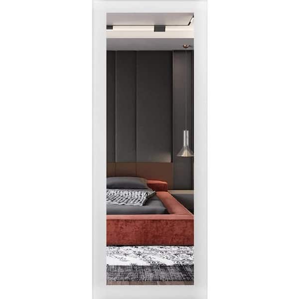 32 in. x 34 in. Solid Wood Mirrored glass White Interior Door Slab
