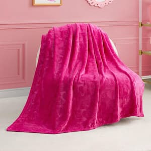 JUICY COUTURE Juicy Hot Pink Plush 50 in. x 70 in. L Polyester
