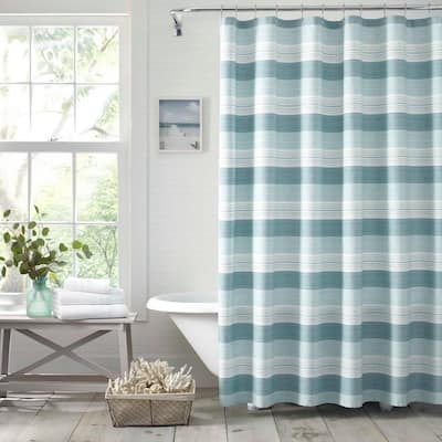 Hula Beach Blue Cotton 72in. X 72in. Shower Curtain