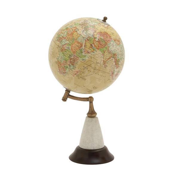 Benzara Wood Globe with Sturdy Base and Sea Routes 