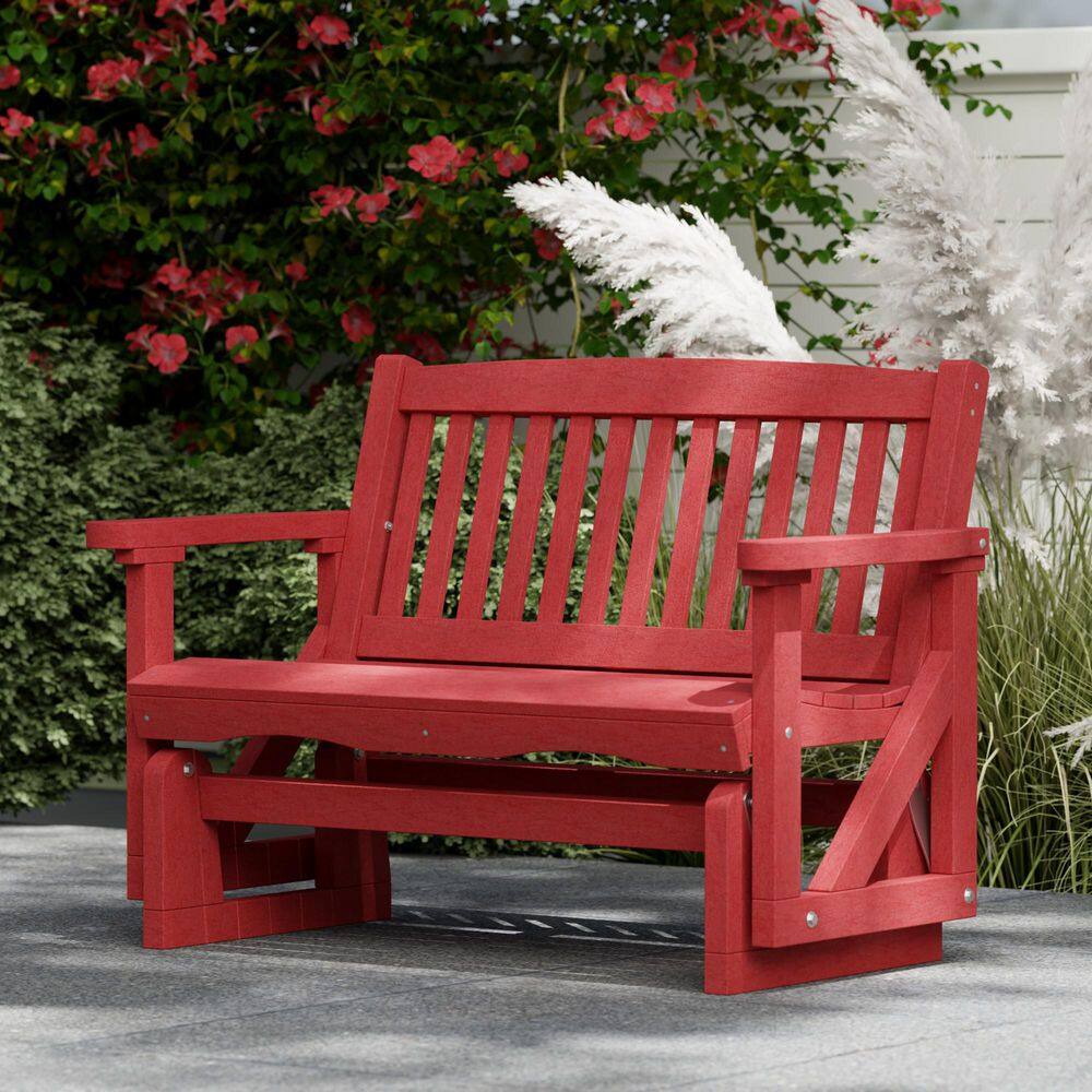 Cardinal Red HDPE Outdoor Glider Bench
