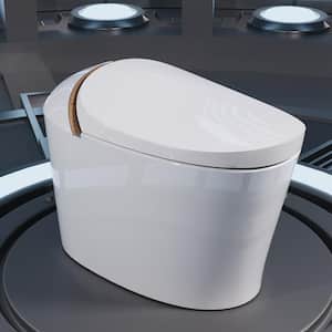 Tankless Elongated Smart Toilet Bidet 1.1/1.45 GPF in White with Auto Close/Flush, UV Sterilization, Warm Water, Dryer