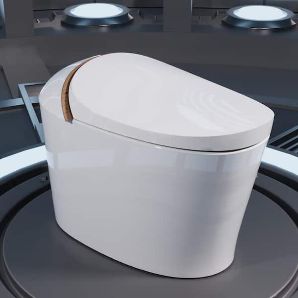 DEERVALLEY Tankless Elongated Smart Toilet Bidet 1.1/1.45 GPF in White with Auto Close/Flush, UV Sterilization, Warm Water, Dryer