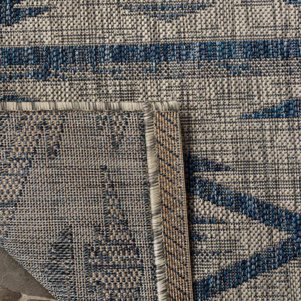 Luxurious Grey and Navy Rectangular Synthetic Outdoor Rug 8' x 11'
