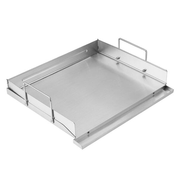 Stainless Steel Griddle 18x16 in. Flat Top Outdoor Plate w/ Handle, Even Heat Distribution, Rectangular Family Cookware
