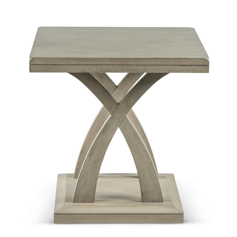 Jocelyn Gray Wood and Silver Metal X-Base End Table
